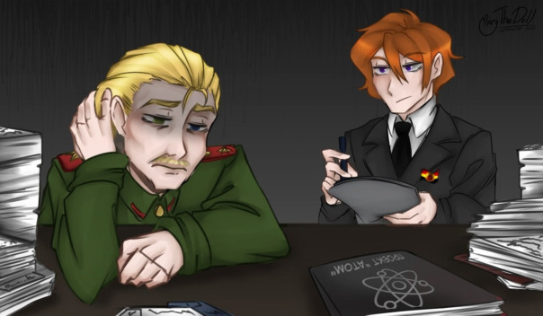 Роман Скрябин и Алексей Ярошевский за работой над атомным проектом. 1967 год. Автор арта https://vk.com/puppet_the_doll