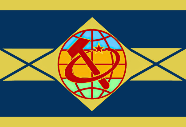 Флаг Советского Социалистического Государства Славении/Аера, сокр. ССГС/А (С 2003 и по наши дни)

Синий — символ разума, чистоты сознания от других идеологий, порочащих идею о "Всеобщем Благе" самой Славении, а также символ чистого неба на самой планете.

Желтый - символ плодородности земель и метафорической же "плодородности" культуры Славении, давшей миру тысячи ученых, художников и писателей.

Зеленый/Светло-зеленый — символ стойкости, храбрости, мужества и верности славского народа. Также, символизирует весну и степные поля.

Красный - символ героической борьбы славского народа за построение социализма и всеобщего блага на всей планете.

Золотисто-желтый цвет - символизирует благородство и сдержанность людей Аера. 

Синий фон - символизирует мир, в котором живут славы. Глубокое небо/пространство, которое останется нетронутым в их присутствии.

Звезда - символ единства людей всех континентов Аера.

Земной шар - олицетворяет все нации и народности мира, свидетельствующий о всеобъемлющем интернационализме Аера и олицетворяющий саму Славению, как планетарное государство.

Кольцо и молот - символ, олицетворяющий единство рабочих, крестьян, а также ученых всей планеты. Вместе с этим является олицетворение фразы "К звёздам!".