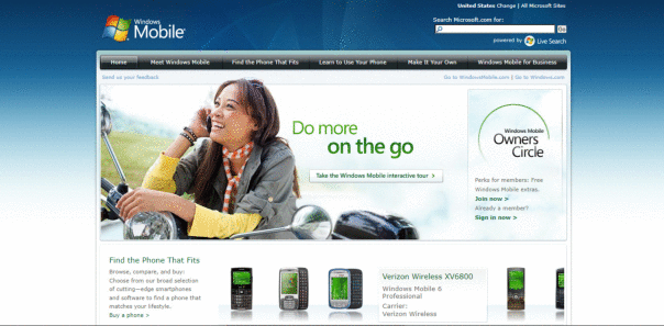 страница Windows mobile
2008г....