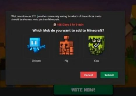 Голосовать за новых мобов можно буде...